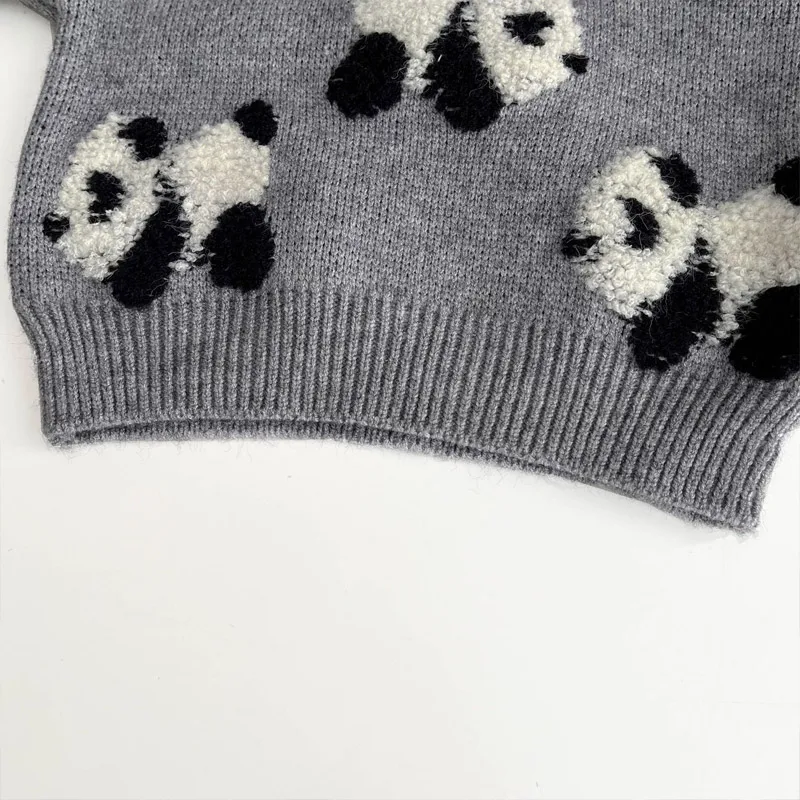 Baby Casual Sweater for Girls Boys Clothes Autumn Winter New Infant Fashion Knitted Cartoon Panda Long Sleeve Pullover Tops
