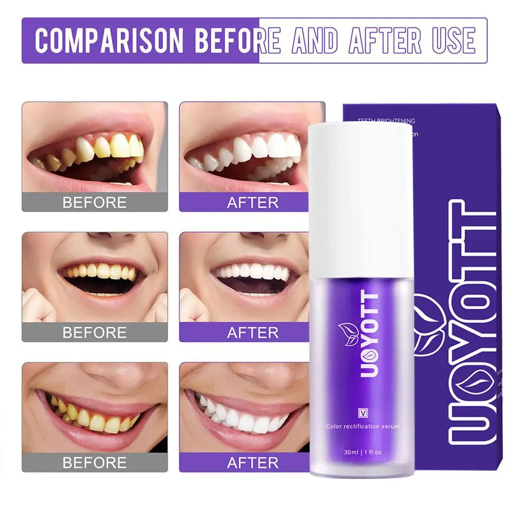 

30ml Tooth Cleansing Mousse Purple Bottled Press Toothpaste Cleansing Refreshes Teeth Removal Stains Breath Whitens Dental X1X1