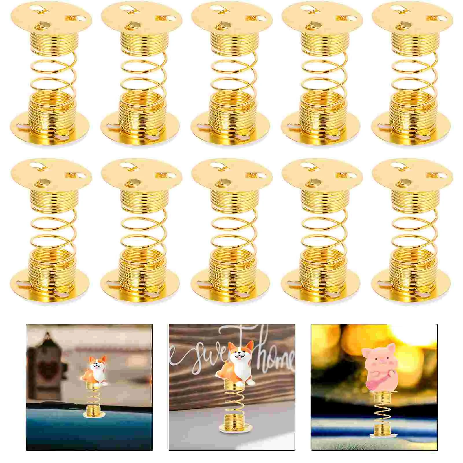 

12 Pcs Spring Seat Dashboard Dancing Base Head Clay Ornament Fortune Cat Toy