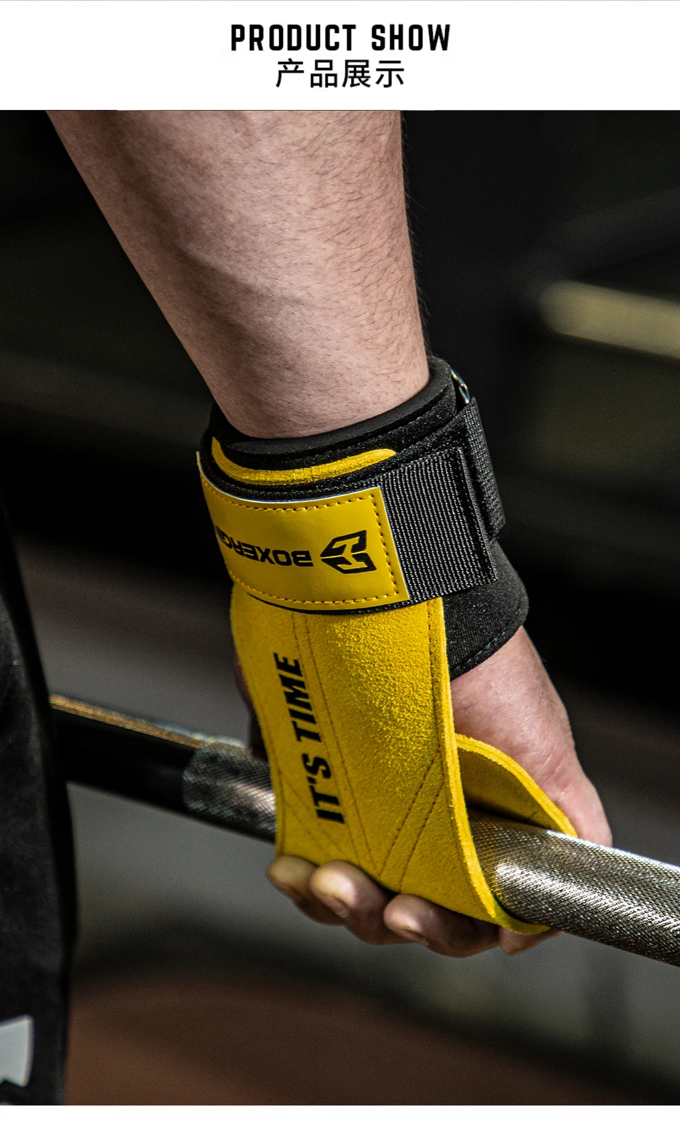 Description Picture 4 of itemCowhide Gym Gloves Grips Anti-Skid Weight Power Belt Lifting Pads Deadlift Belt Workout Crossfit Fitness Gloves Palm Protection