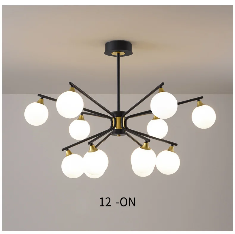 dining room light fixtures Modern light luxury chandelier living room iron glass creative simple bedroom multi-head pendant lamp led chandelier