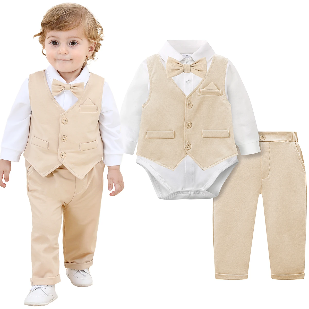Baby Khaki Formal Suit Set 1