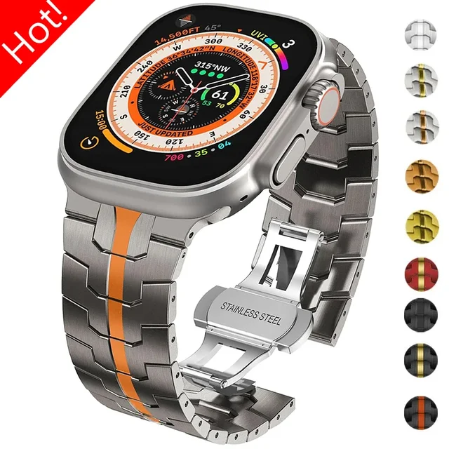 Bracelet de luxe en acier inoxydable pour Apple Watch Ultra 3 2 49mm 46mm 42mm 45mm 44mm 41, Bracelet en métal Iwatch 11 10 9 8 7 6 5 SE 1