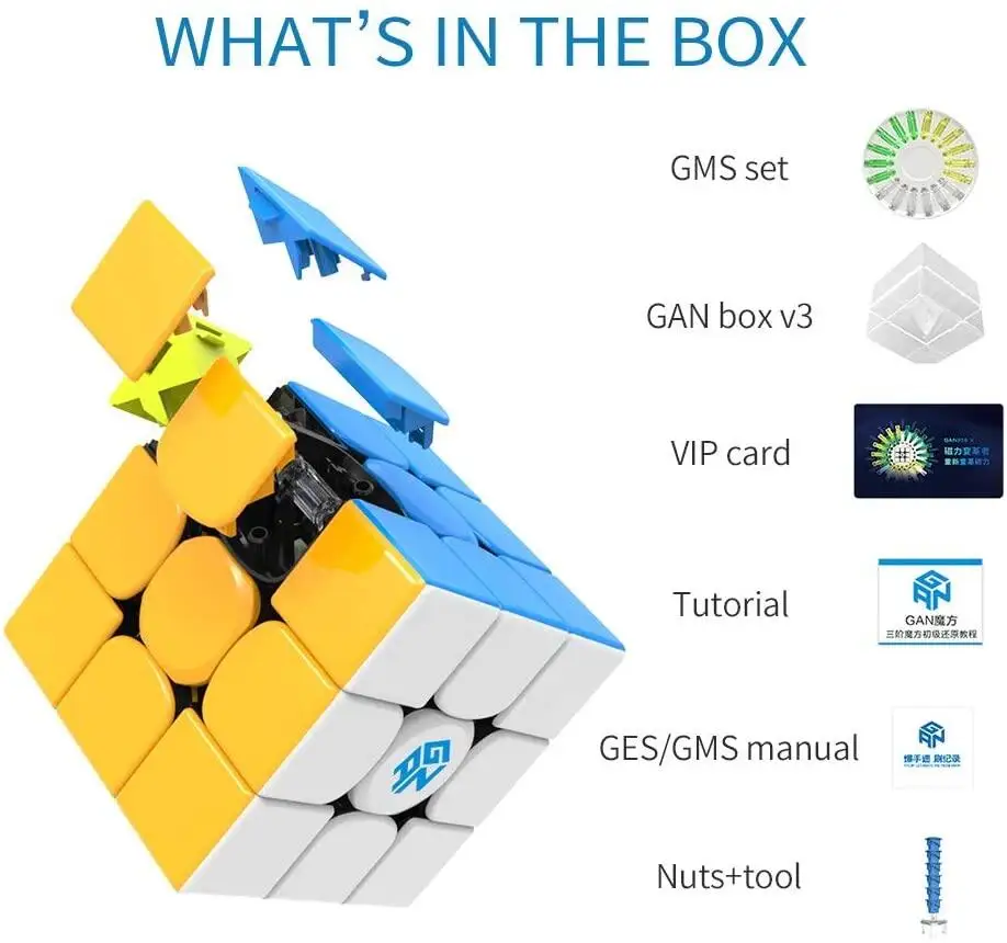 GAN 11MDuo Speed Cube Magnétique 3x3, Cube De Vitesse Sans Autocollant