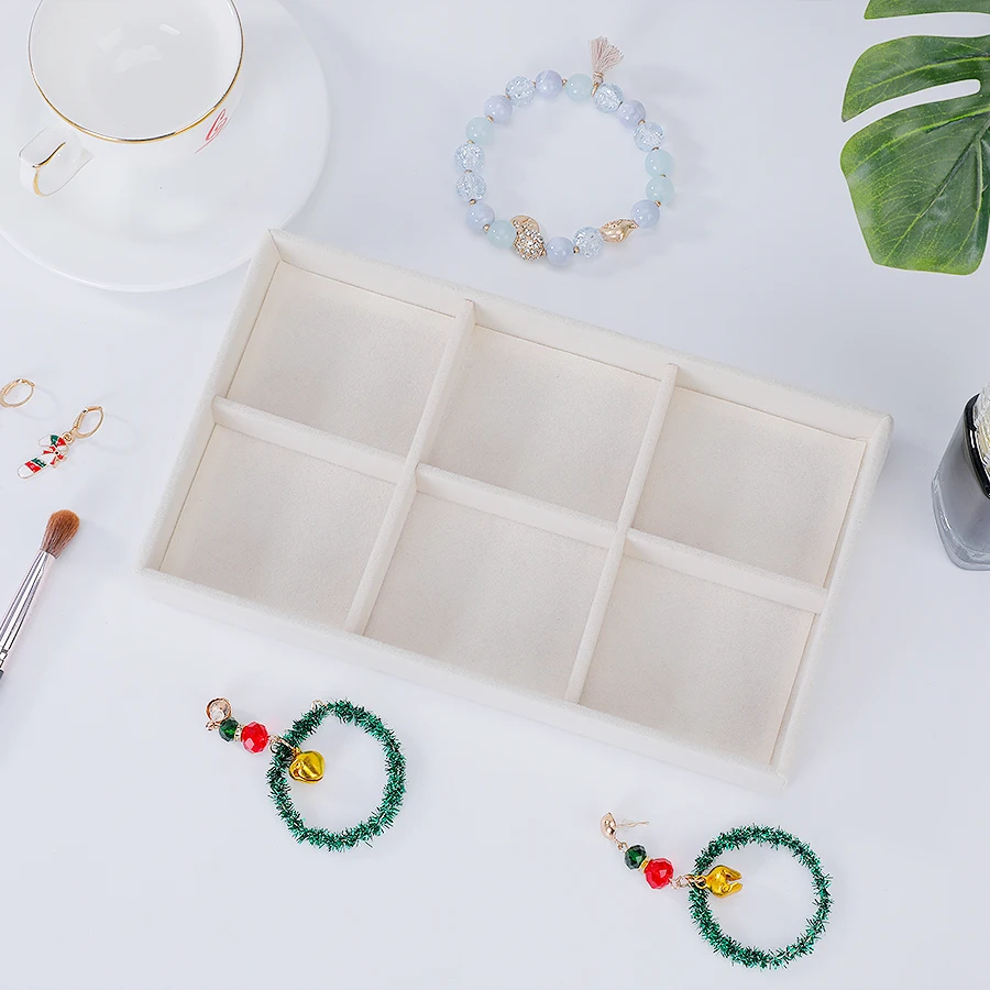 Luxurious Beige Flocking Jewelry Box Tray