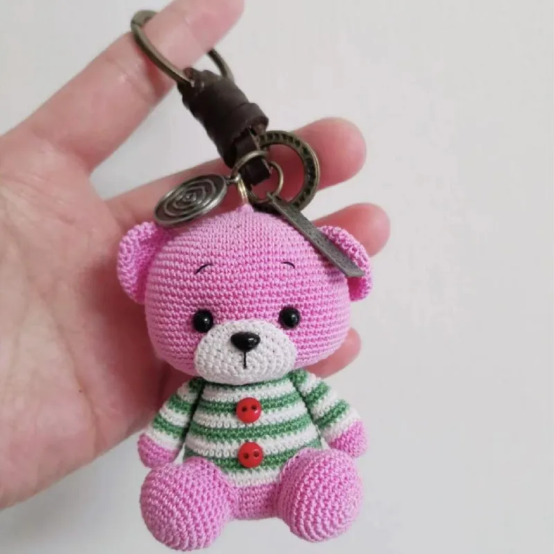 2pcs/Handmade crochet cute bear pendant, animal keychain, crossbody packaging accessories, exquisite and beautiful workmanship