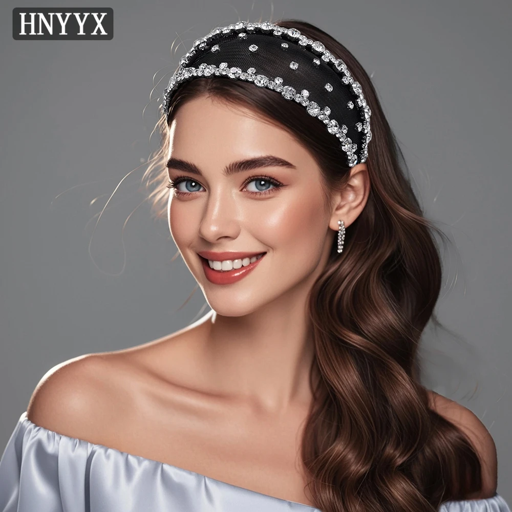 オパール等装飾付き髪留め HNYYX Glitter Rhinestone Headband Wide Baroque Crystal Hair