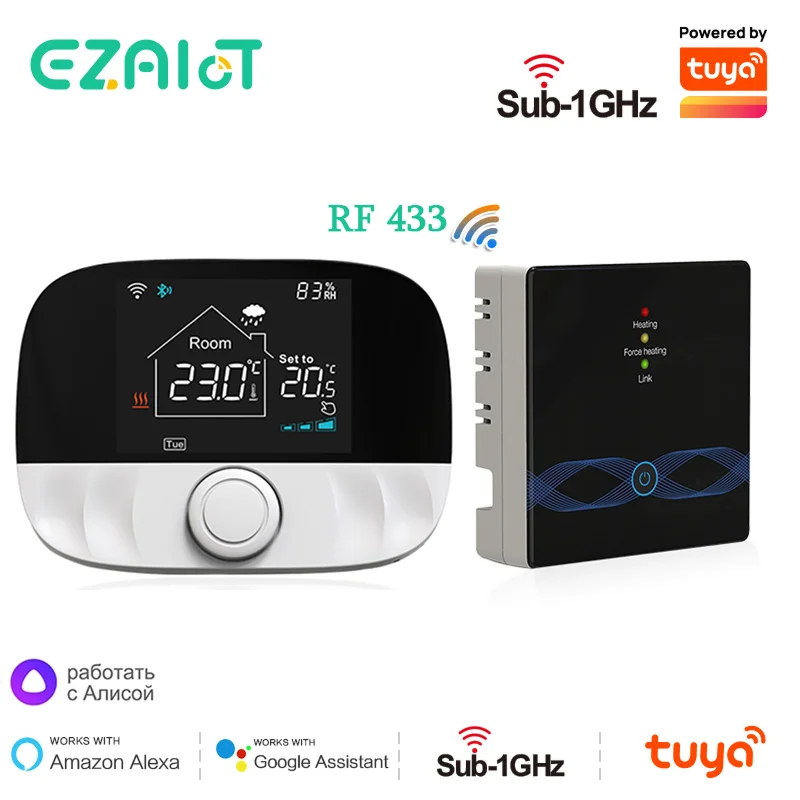 สมาร์ท Tuya Thermostat Wifi RF ไร้สายคอนโทรลเลอร์อุณหภูมิสําหรับหม้อต้มแก๊สเครื่องทําความร้อนทํางานร่วมกับ Alexa Google Home 1