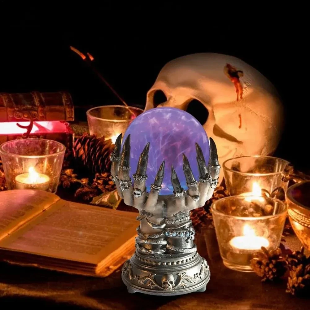 

Magic Crystal Plasma Ball Touch Lamp Halloween Witch Hand Crystal Ball Ornament Birthday Christmas Kids Gift Night Light
