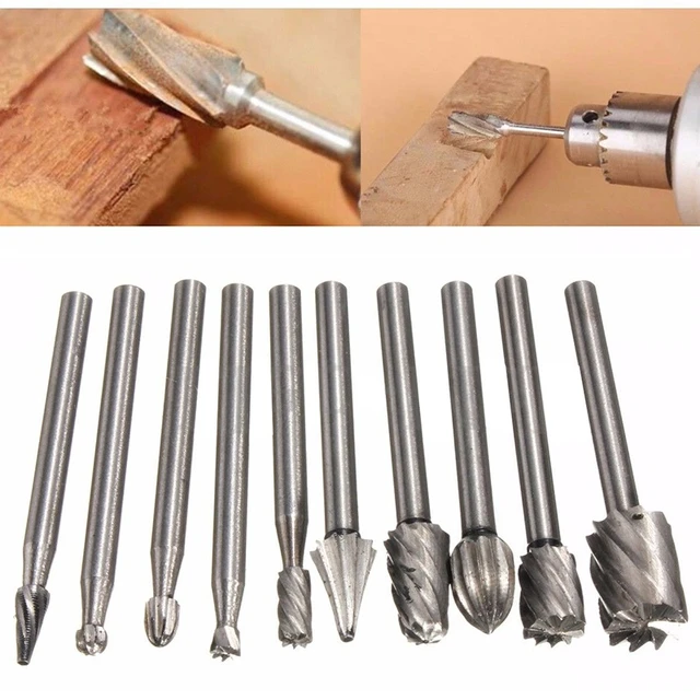 Cheap HSS Titanium Routing Rotary Milling Rotary File Cutter Wood Carving  Carved Knife Cutter Tools Accessories 3mm Shank Mini HSS Router Bits