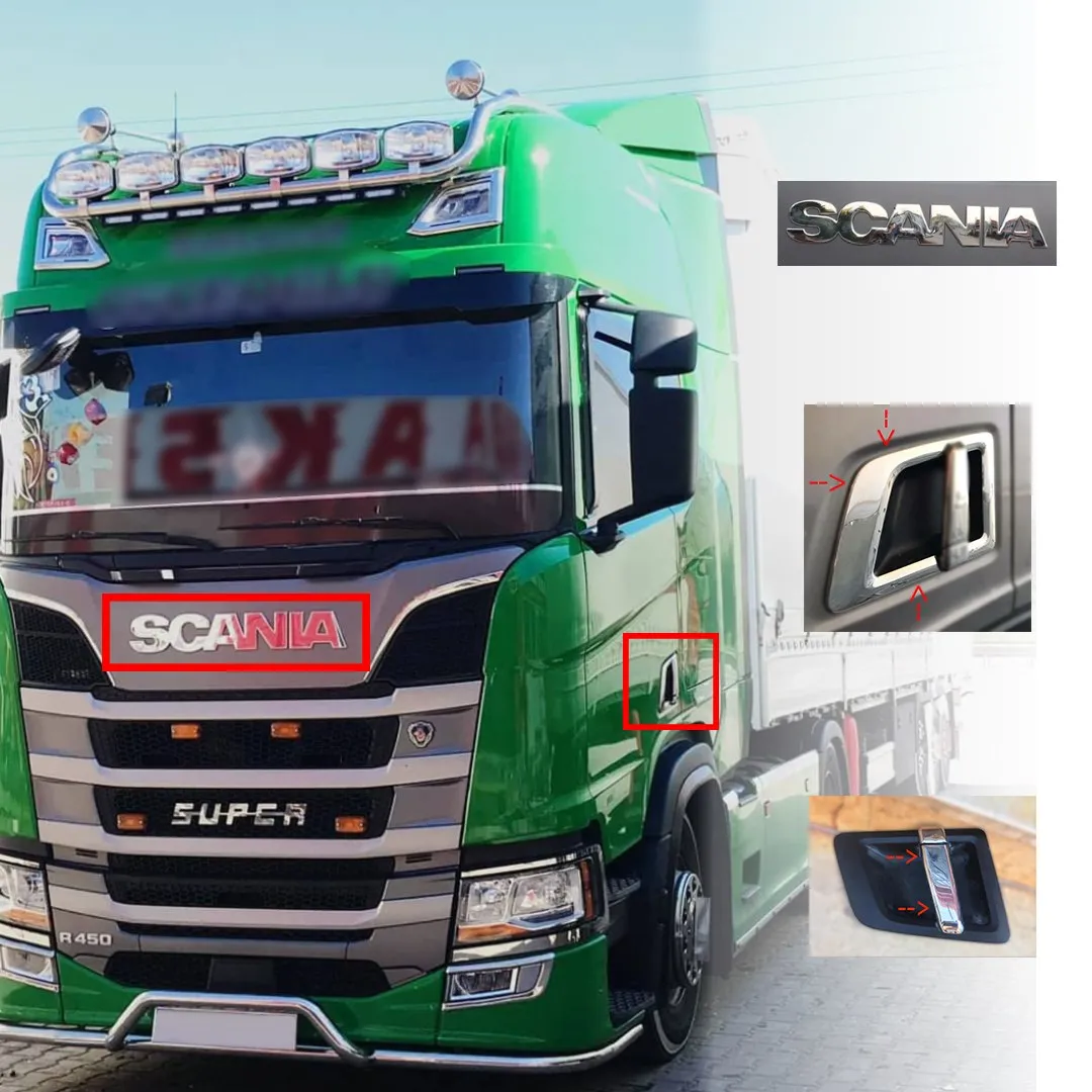 Scania NG SC S/R Compatible M3 Chest Lettering Chrome + Door Handle Chrome + Handle WN10001