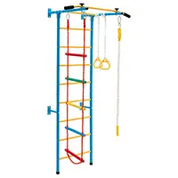 Costway 5 in 1 Kids Indoor Wall Gym Children Stall Bars Set Swedish Wall Ladder Home 1