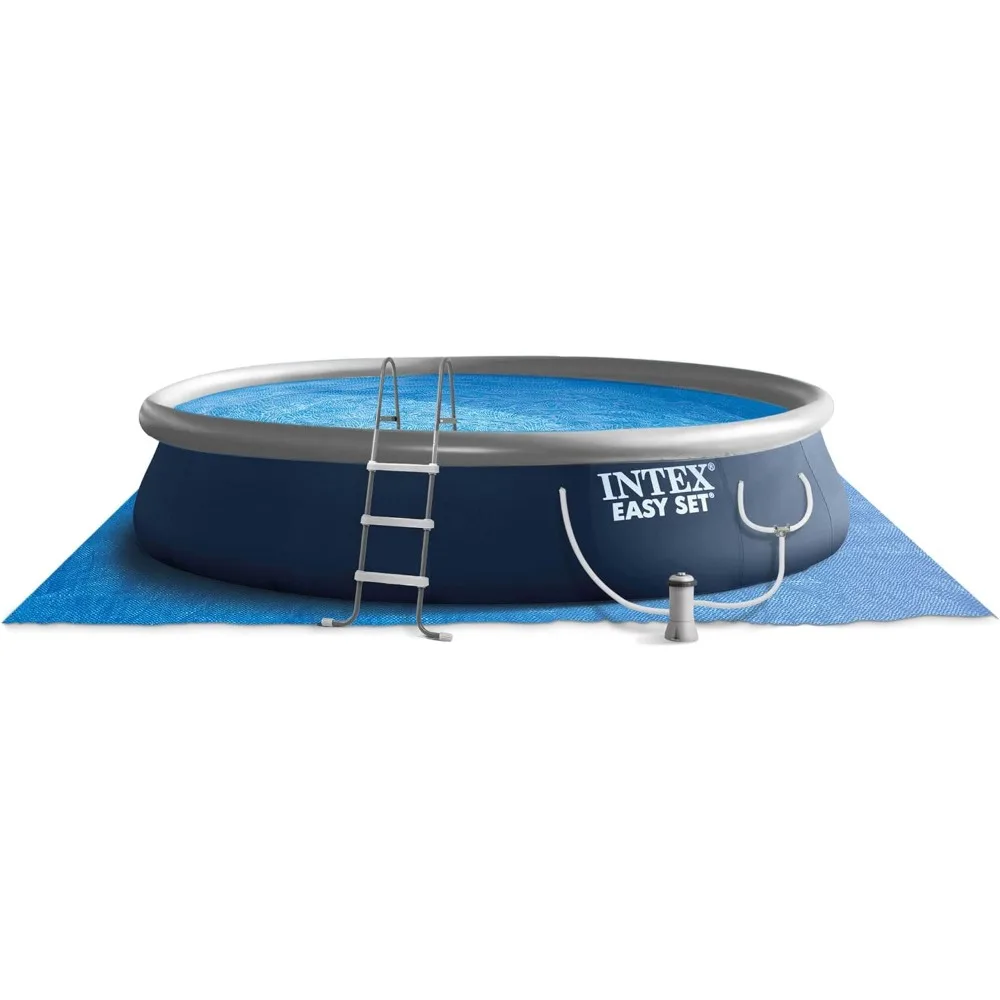 

Easy Set 15' X 42" Round Inflatable Outdoor Above Ground Swimming Pool Set With 1000 GPH Filter Pump Large Family Pool Ladder