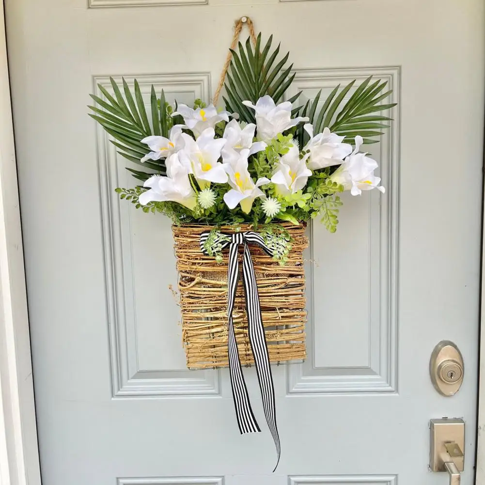 

Spring Flower Basket Wreath Spring Flower Basket Door Wreath Artificial Flower Garland Set for Venue Decoration for Door