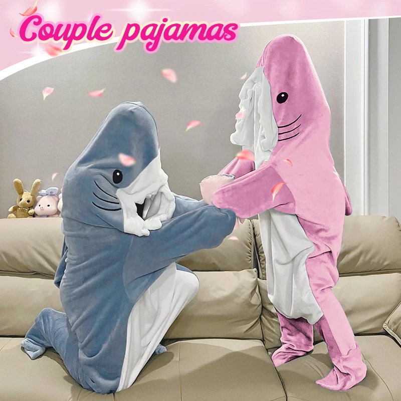 Taglia Di Aggiornamento Coperta Di Squalo Rosa Cartone Animato Sacco A Pelo Di Squalo Indossabile Coperta Di Squalo Con Cappuccio Coperta Di Scialle P