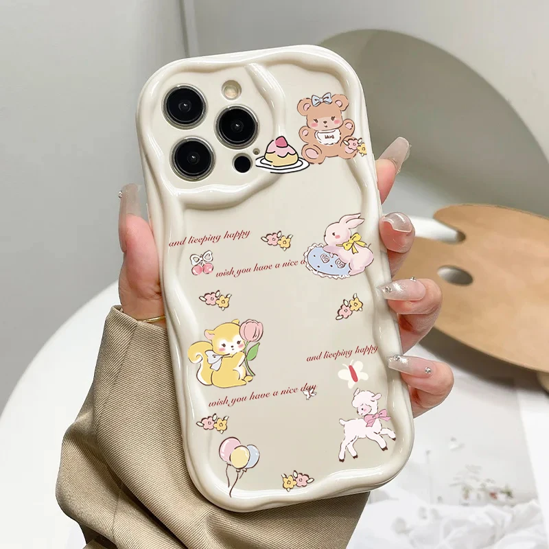 Cartoon Bow Bear Cat Cute Animal Phone Case
