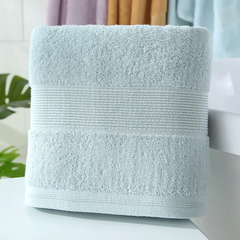 

New 140*70cm Bath Towel Hand Towel 100% Cotton Thickening Increase Adult Soft Absorbent Long-sleeved Plain Nose Satin 450g Towel