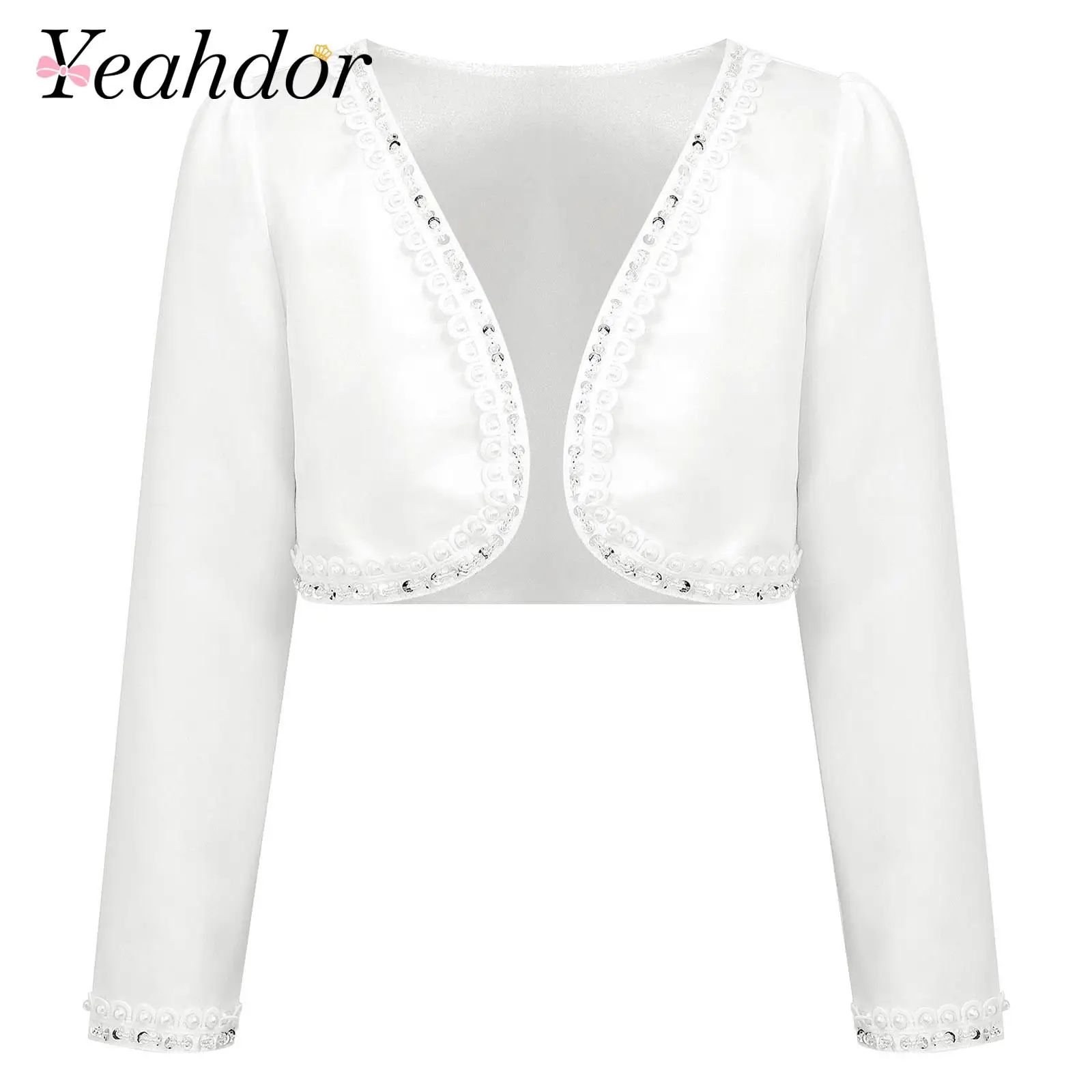 플라워 걸의 새틴 볼레로 어린이 소녀의 첫 영성체 드레스를 위한 축제 재킷 웨딩 파티 숄 프린세스 가디건 탑