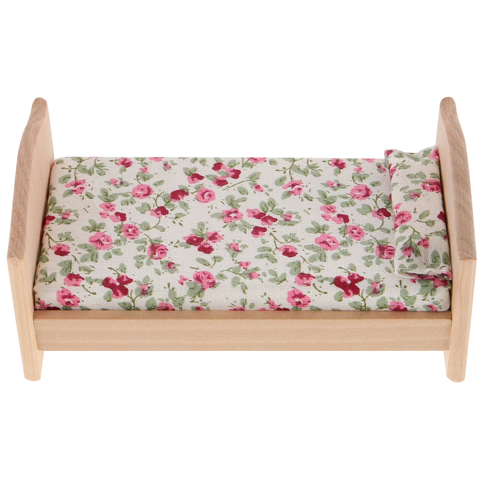 Mini Bed DIY Dollhouse Single Miniature Furniture Woody Toy Wooden Individual