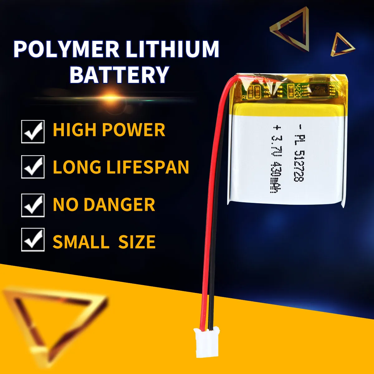 3.7V Lithium Battery 430MAH Rechargeable Polymer Battery 512728