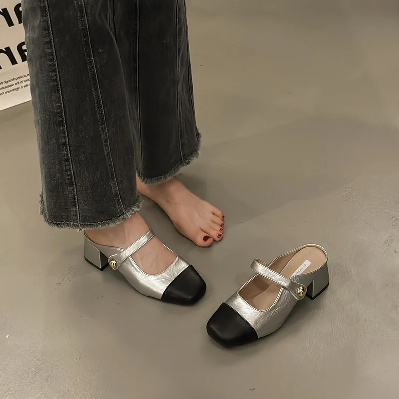 

Босоножки женские на высоком каблуке, винтажные туфли без задника, небольшие ароматы, легкие, лето 2024