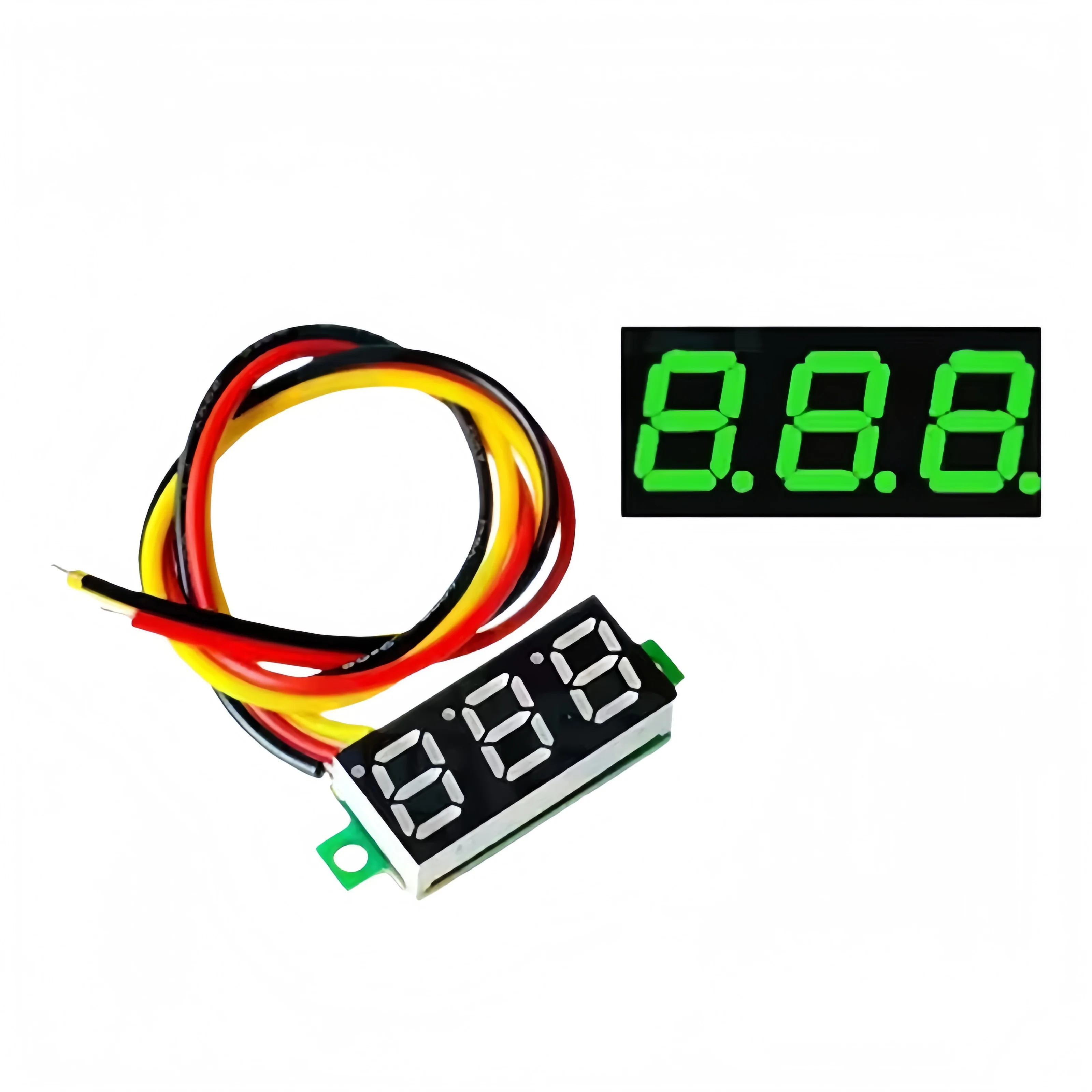 0.28인치 초소형 디지털 DC 전압계 헤드, 디지털 디스플레이, 조정 가능, 3선식 DC 0-100V 배터리 전압계