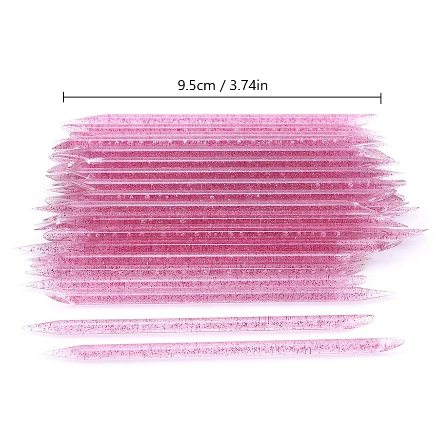 Reusable Crystal Stick Double End Nail Art Cuticle Pusher Cuticle Remover Tool Pedicure Care Nails Manicures Tools 10/50/100Pcs