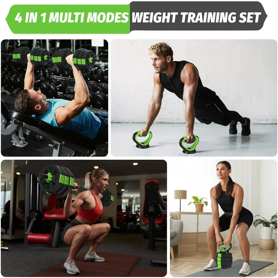 66lbs Adjustable Dumbbells Set, 4 in1 Free Weight Dumbbell Set of 2 Used as Barbell,Kettlebells,Fitness Exercises for Home Gym S