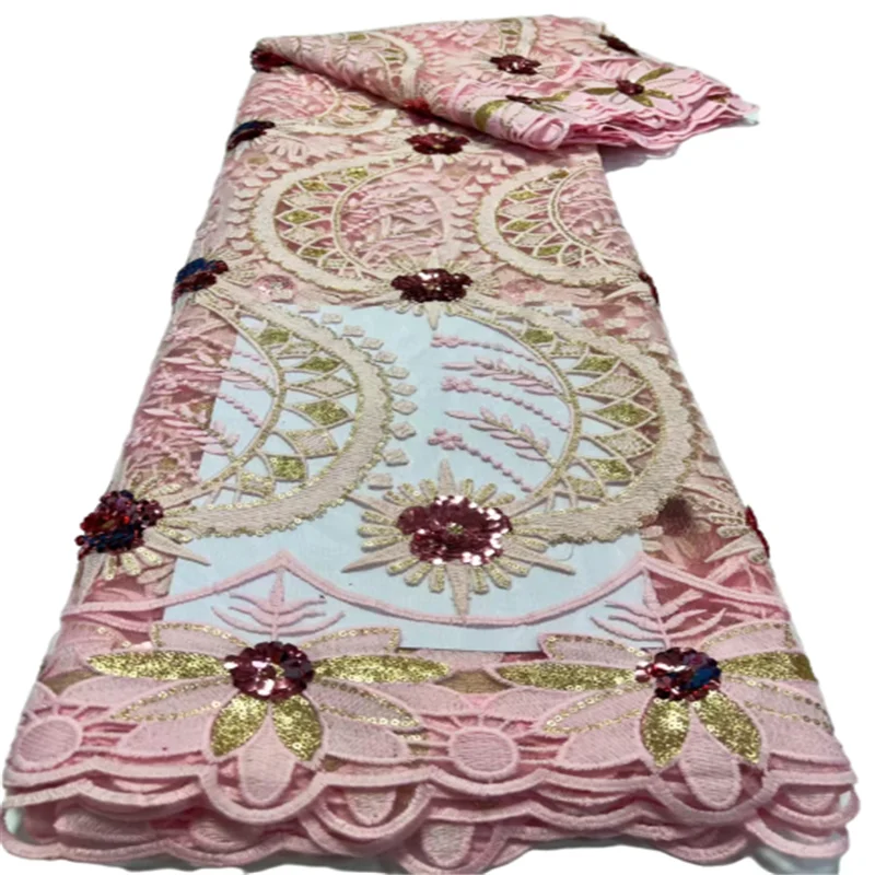 

5 ярдов, африканские блестки, сетчатая кружевная ткань 2022, высококачественный нигерийский французский гипюр, тюль, кружевной материал для свадебных платьев