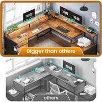 L Shaped Desk with 6 Drawer, 108" Home Office Desk, Corner Computer Desk with Monitor Shelf, Two Person Desk, Gaming Desk 2