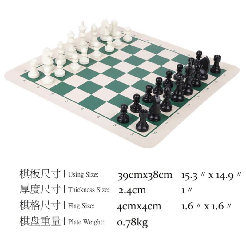 Plastic Chess Set King High 76mm 4 Queens Heavy Chess Pieces PU Chessboard Children Family Travel Board Table Game Toys