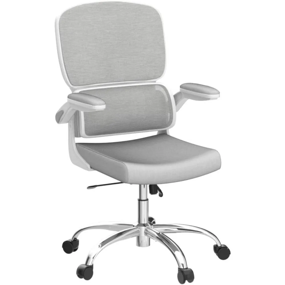 Comfortable Office Chair With Flip-up Arms Adaptive Lumbar Support Mesh Computer Chair Freight Free Gaming Gamer Desk Chairs high back white leathersoft executive swivel office chair with chrome frame and arms freight free office desk chairs stool