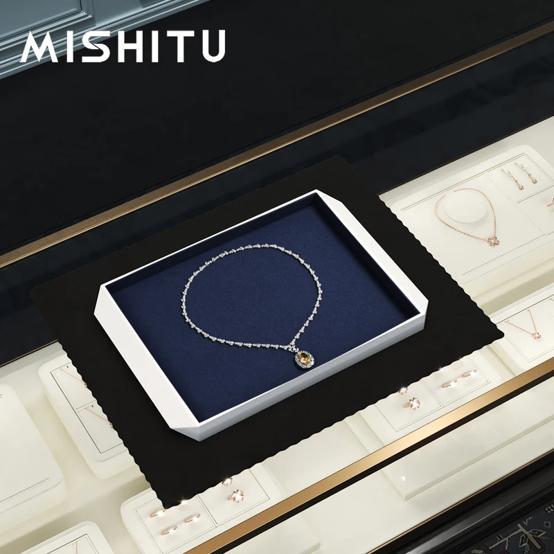 

MISHITU High end Jewelry Display Tray Counter Exquisite Jewelry Display Ring Earring Necklace Organizer Exhibition Storage Tray