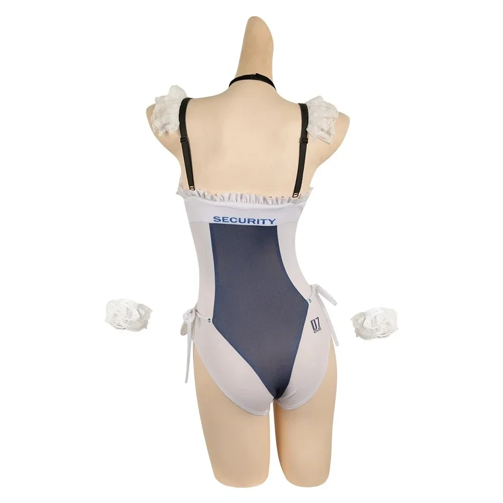 White Maid-Themed Bikini Swimsuit Costume for Women
