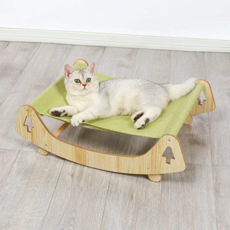 

Wooden Cat Bed Cradle Sunbath Elevated Pet Cat Hammock for House Breathable Kitten Nest Washable Cat Sofa Beds Cat Furniture