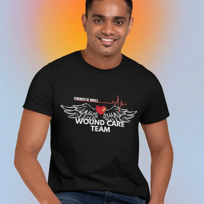 Health Care Shirt Ferita Crew Tee Squad T Healthcare Worker Forza Dei Cerbiers Angels Wings Ecg Maniche Lunghe O Corte