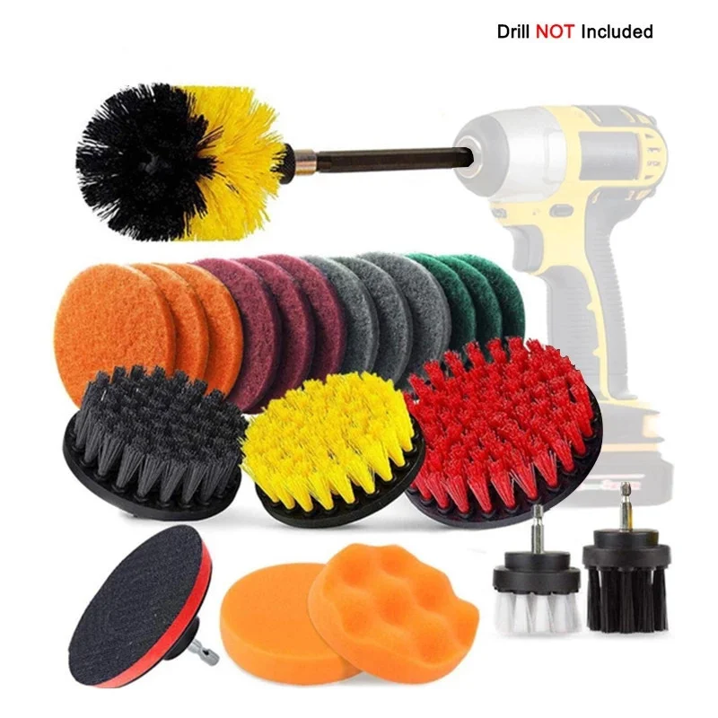 4PCS-31PCS Kitchen Cleaning Brush Kits Power Scrub Pads Scrubber Multipurpose Cleaner Scrubbing Cordless Electric Drill Brushes |