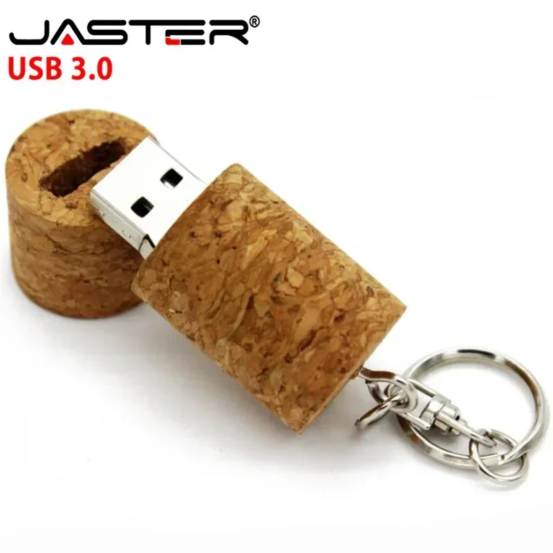 JASTER 나무 코르크 USB 3.0 플래시 드라이브, 나무 플러그, 펜드라이브, 메모리 스틱, 키 체인, 결혼 선물, U 디스크, 64GB, 32GB, 16GB, 8GB