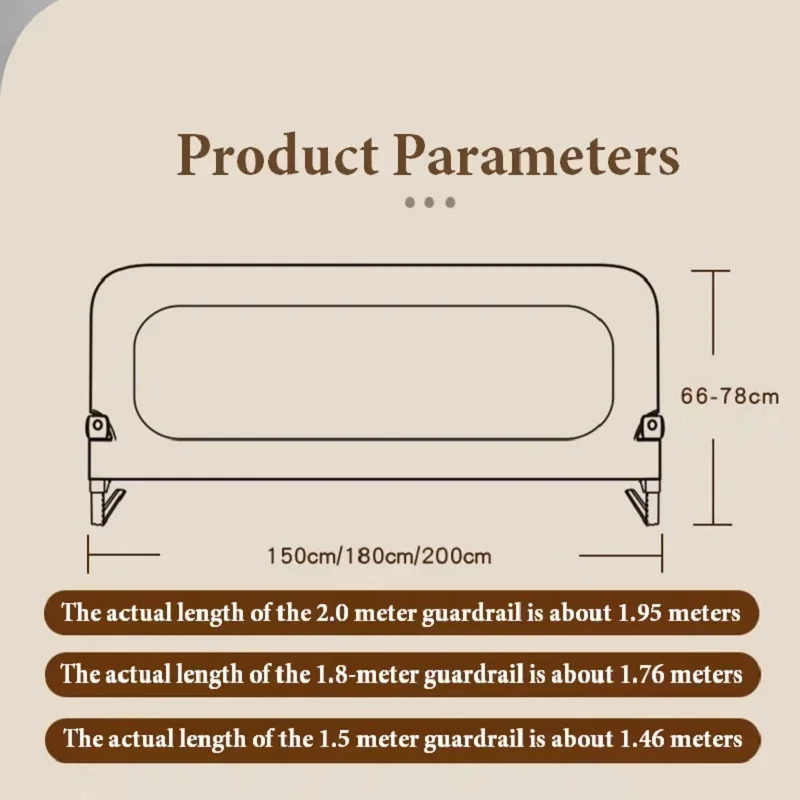 Bed Guardrail Adjustable Baby Safety Bed Barrier Anti-Fall Baby Crib Bumper Fully Folded Safety Rails Bedroom Fence