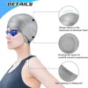 Swimming Cap Ear Protection Cap Solid Color Silicone Waterproof Detachable Durable Large High Elastic Long Hair Swimming Cap 2