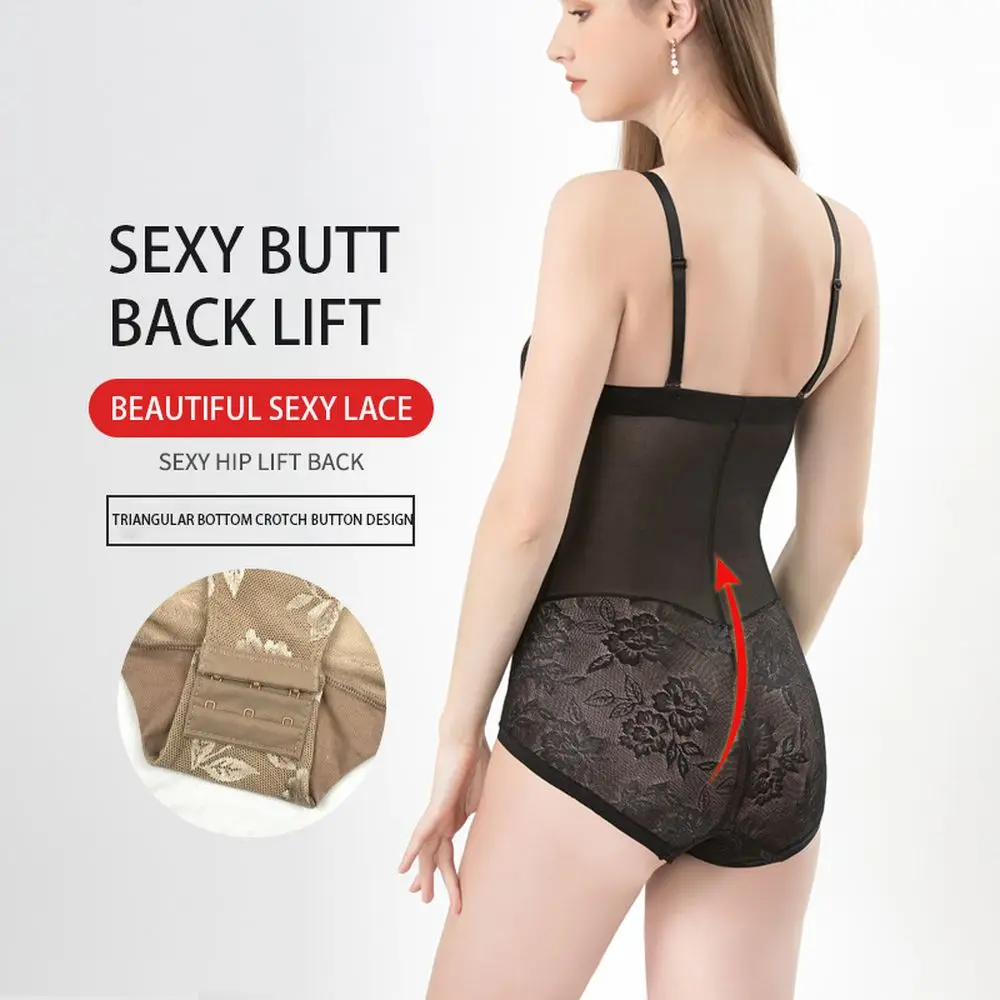 Lace Body Shapewear Women Bodysuit Suspender Female Sexy Lingerie Abdominal Postpartum Belly Corset Jumpsuit With Bra Briefs