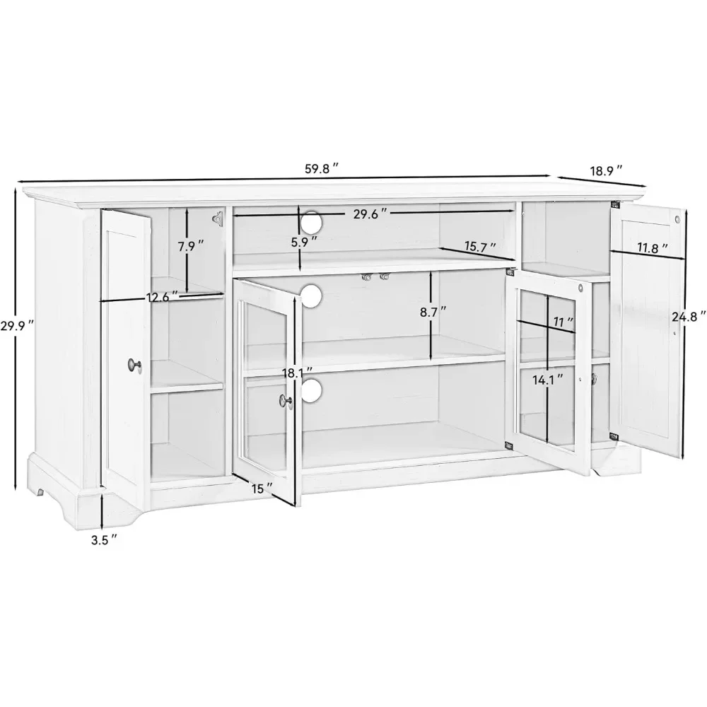 Modern TV Stand for 65 Inch Televisions, Wooden Traditional Entertainment Center Console Storage Cabinet Sideboard with Adjustab