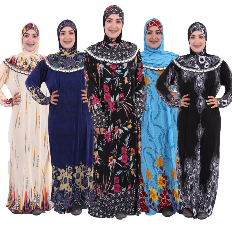 

Blind Box Dress Send Randomly Muslim Dress Hijab Ramadan Set Arab Dubai Headscarf Long Robe Islamic Party Gown Calico Robe