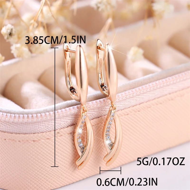Luxury Female White Zircon Stone Earrings Charm Gold Color Wedding Jewelry For Women