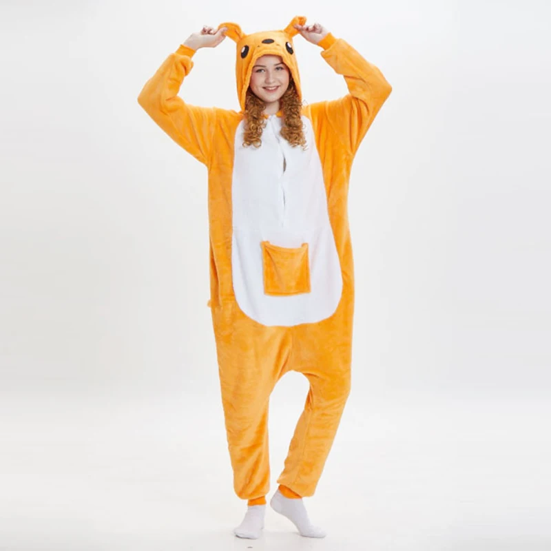 Orange Kangaroo Australian Wildlife Menagerie Pajama Set Personalized and Funny Women's Home leisure Clothing Winter Plush Style