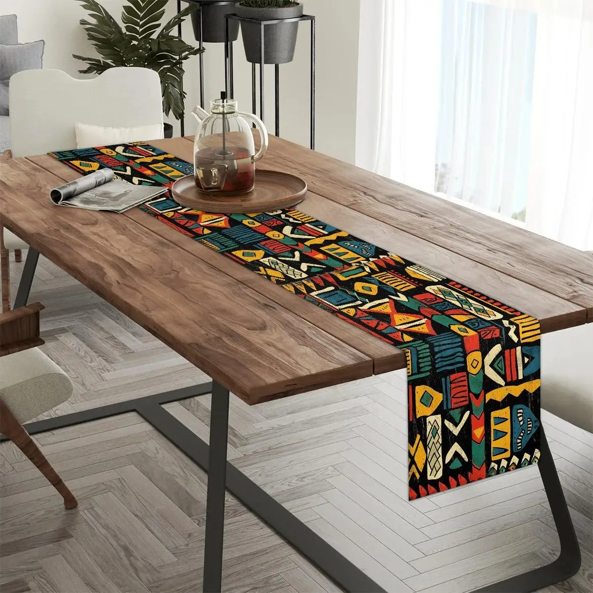 Western Native Boho Aztec Linen Table Runner Dresser Scarves Farmhouse Kitchen Dining Table Runners Holiday Party Decorations 3