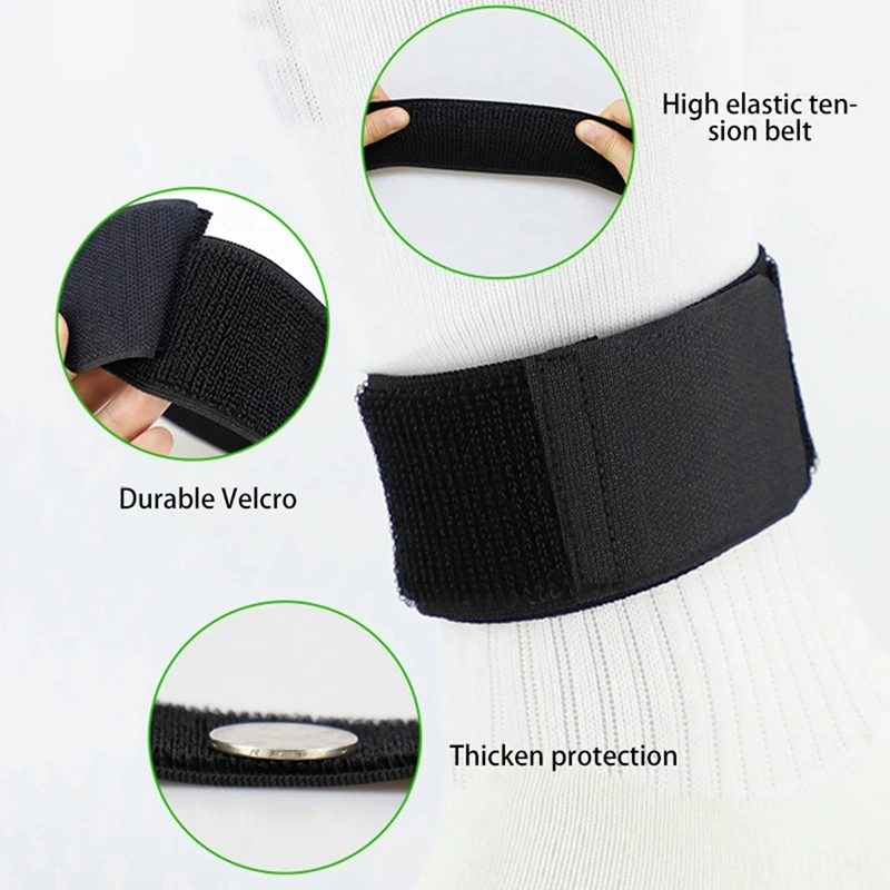 2 Pair Soccer Shin Guard Stay Fixed Bandage Tape Shin Pads Prevent Drop Off Adjustable Elastic Sports Bandage,Black