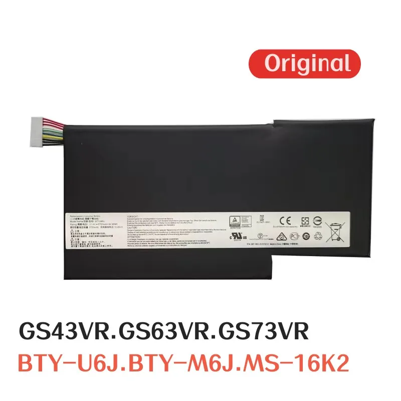 

100%Original 5700mAh For MSI GS43VR GS63VR GS73VR BTY-U6J BTY-M6J MS-16K2 laptop battery