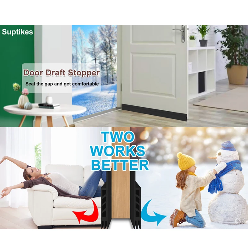 Enhanced Door Draft Stopper with Strong Adhesive - Dust, Light, and Noise Barrier