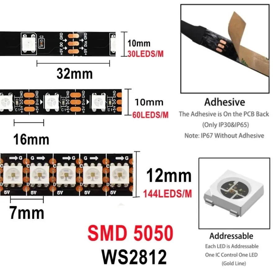 รูปสินค้า LED Strip ไฟ RGB ควบคุมผ่านแอป ความละเอียดสูง ทนทาน IP67